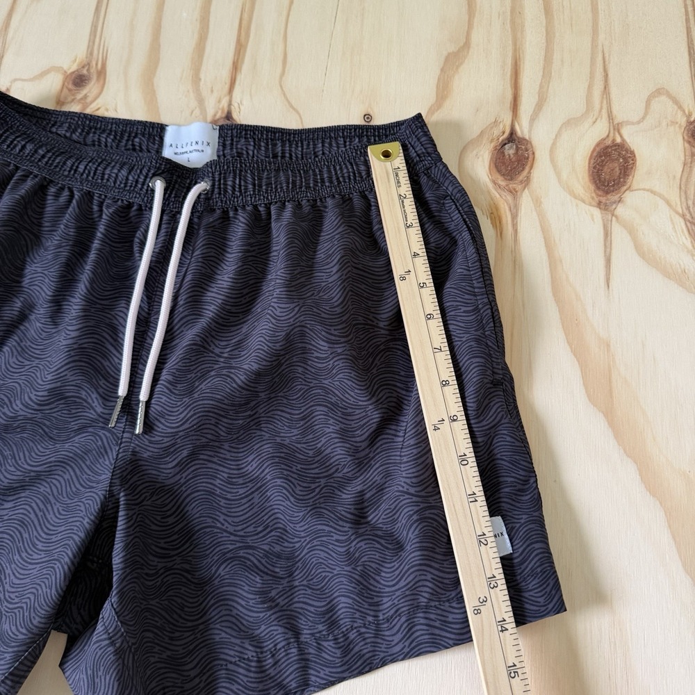 Allfenix Mens Trunks Swim Shorts Black Abstract Print with Pocket L - Picture 3 of 7